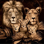 Glasbilder löwen familie 3 kinder 120x80 cm
