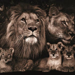 Glasbilder löwen familie 3 kinder 120x80 cm
