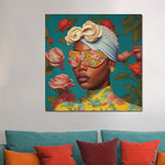 Glasbilder Frau sonnenbrille, farbenfroh 80x80 cm