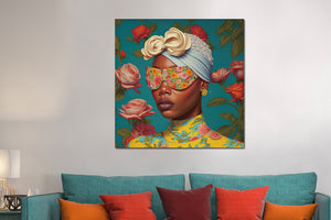 Glasbilder Frau sonnenbrille, farbenfroh 80x80 cm