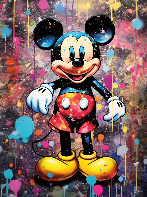 Glasbilder Mickey Mouse in bunten farben 60x80 cm