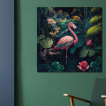 Glasbilder flamingo im Dschungel 80x80 cm