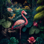 Glasbilder flamingo im Dschungel 80x80 cm