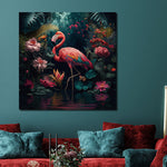 Glasbilder flamingo im Dschungel 80x80 cm