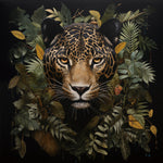 Glasbilder panther umringt von Blumen 80x80 cm