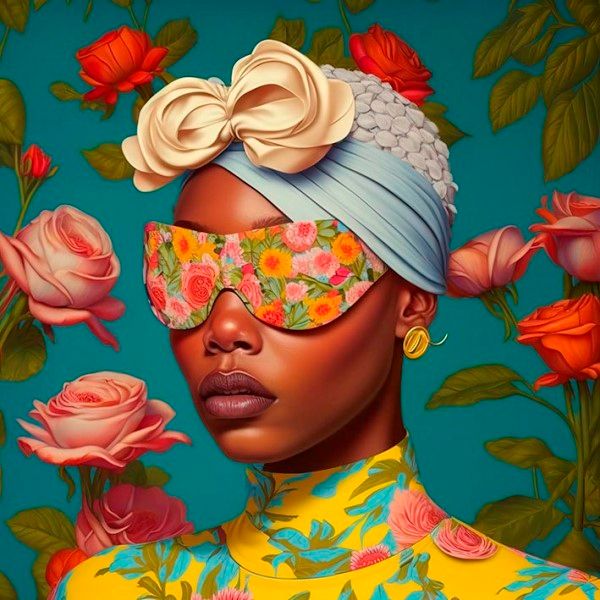 Glasbilder Frau sonnenbrille, farbenfroh 80x80 cm