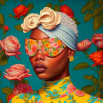 Glasbilder Frau sonnenbrille, farbenfroh 80x80 cm