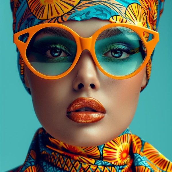Glasbilder Frau sonnenbrille, farbenfroh 80x80 cm