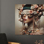 Glasbilder Frau mit rosa Rosen 80x80 cm