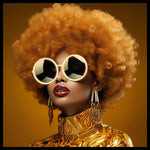 Glasbild mit LED-Beleuchtung – Stilvolle frau mit sonnenbrille 80x80 cm