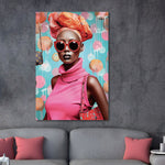 Glasbilder fashion Frau in rosa Outfit  80x120 cm