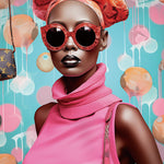 Glasbilder fashion Frau in rosa Outfit  80x120 cm