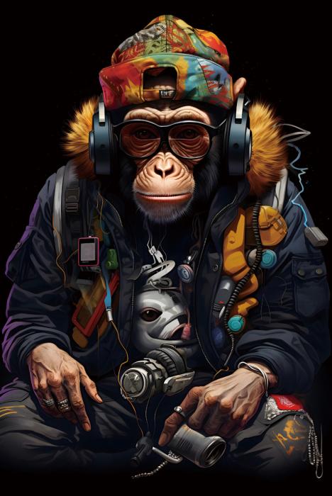 Glasbilder Gangster Affe 80x120 cm