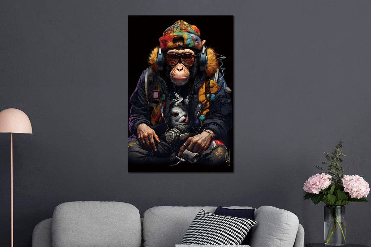 Glasbilder Gangster Affe 80x120 cm