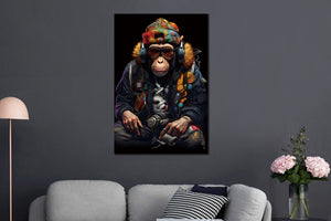 Glasbilder Gangster Affe 80x120 cm