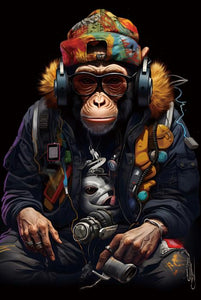Glasbilder Gangster Affe 80x120 cm