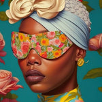Glasbilder Frau sonnenbrille, farbenfroh 80x120 cm