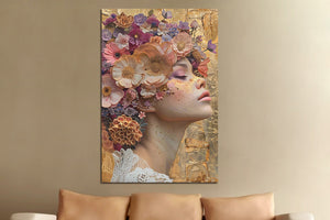 Glasbilder Frau und blumen 80x120 cm