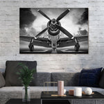 Glasbild flugzeug schwarz/weiß 120x80 cm