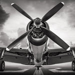 Glasbild flugzeug schwarz/weiß 120x80 cm