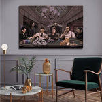 Glasbild Mafia Casino schwarz/weiß 120x80 cm