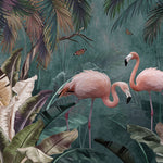 Glasbild Flamingos im Wald 120x80 cm
