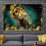Glasbilder goldgeschminkte Frau mit blume 120x80 cm