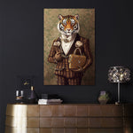 Glasbild Tiger im Anzug 3D-Relief 80x120 cm