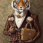 Glasbild Tiger im Anzug 3D-Relief 80x120 cm