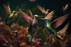 Glasbilder Kolibris-Vögel schöne Farben 120x80 cm